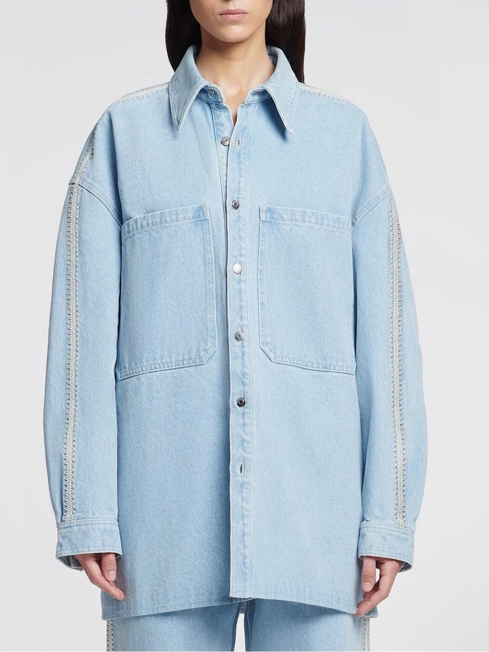 NANUSHKA Gorgeous Oversized Embroidered Denim Shirt Jacket Sz M NWT $598!!